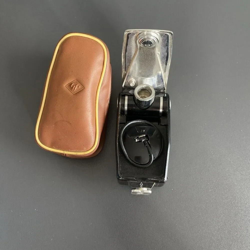 Agfalux Agfa Werk AG Black Camera Accessory Pocket Flash With Case Made Germany
